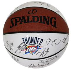 Oklahoma City Thunder 2016-17 Team Signed Autographed White Panel Logo Basketball - Russell Westbrook
