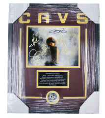 Cleveland Cavaliers Cavs 2015-16 NBA Finals Champions Team Signed Autographed 21-1/4" x 17-1/4" Framed Photo Display with Replica Champions Ring PAAS Letter COA Lebron Kyrie Love