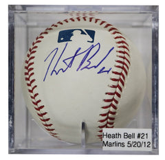 Heath Bell San Diego Padres Signed Autographed Rawlings Official Major League Baseball with Display Holder
