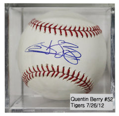Quintin Berry Detroit Tigers Signed Autographed Rawlings Official Major League Baseball with Display Holder