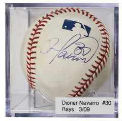 Dioner Navarro Tampa Bay Rays Signed Autographed Rawlings Official Major League Baseball with Display Holder
