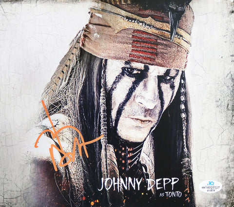 Johnny Depp Signed Autographed 8" x 10" Lone Ranger Movie Tonto Photo Five Star Grading COA