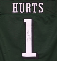 Jalen Hurts Philadelphia Eagles Signed Autographed Green #1 Custom Jersey JSA COA Sticker Hologram Only