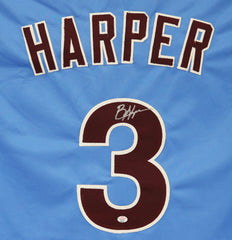 Bryce Harper Philadelphia Phillies Signed Autographed Light Blue #3 Custom Jersey PAAS COA
