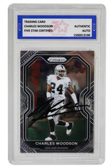 Charles Woodson Oakland Raiders Signed Autographed 2020 Panini Prizm #138 Football Card Five Star Grading Certified