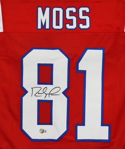Randy Moss New England Patriots Signed Autographed Red #81 Custom Jersey Beckett Witness Certification