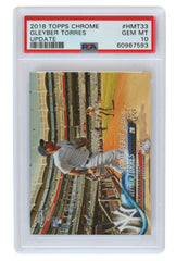 Gleyber Torres New York Yankees 2018 Topps Chrome Update #HMT33 PSA 10 Gem MT Graded Baseball Card