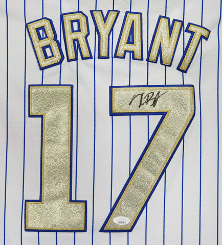 Kris Bryant Chicago Cubs Signed Autographed Champions Gold #17 Jersey JSA COA