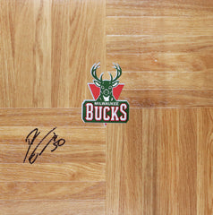 Dan Gadzuric Milwaukee Bucks Signed Autographed Basketball Floorboard