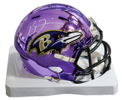 Ray Lewis Baltimore Ravens Signed Autographed Chrome Mini Helmet JSA COA