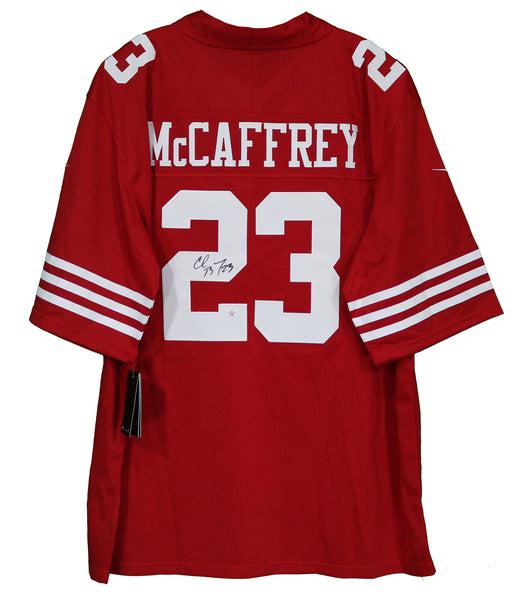 Christian McCaffrey Autographed San Francisco Custom Red Alternate Football  Jersey - BAS