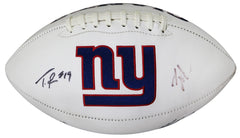 D.J. Fluker, Travis Rudolph and 2 Other New York Giants Signed Autographed White Panel Logo Football