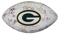 Green Bay Packers 2015 Team Signed Autographed White Panel Logo Football Authenticated Ink COA Rodgers Matthews
