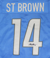 Amon-Ra St. Brown Detroit Lions Signed Autographed Blue #14 Custom Jersey PAAS COA