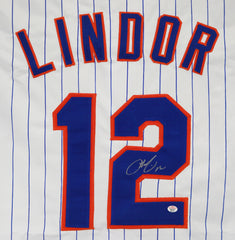 Francisco Lindor New York Mets Signed Autographed White Pinstripe #12 Custom Jersey PAAS COA