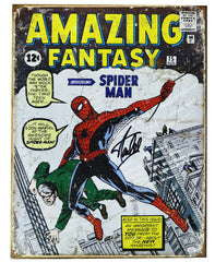 Stan Lee Signed Autographed 12.5" x 16" Amazing Fantasy Spider Man Retro Metal Tin Sign PAAS COA
