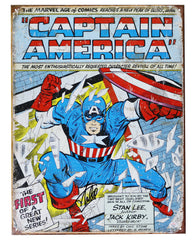 Stan Lee Signed Autographed 12.5" x 16" Marvel Comics Captain America Retro Metal Tin Sign PAAS COA