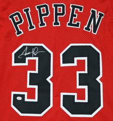 Scottie Pippen Chicago Bulls Signed Autographed Red #33 Custom Jersey PAAS COA