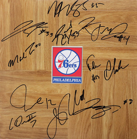 Philadelphia 76ers 2014-15 Team Signed Autographed Basketball Floorboard