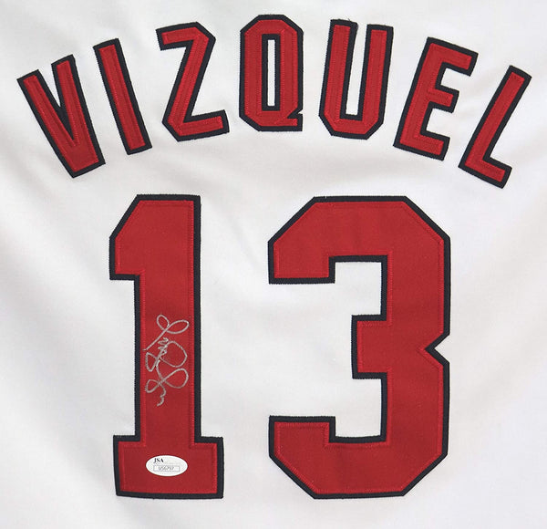 Omar Vizquel Cleveland Indians Signed Custom Red #13 Jersey JSA