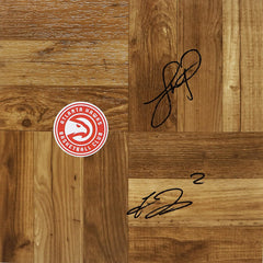 Treveon Graham and Lloyd Pierce Atlanta Hawks Signed Autographed Basketball Floorboard