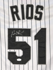 Alex Rios Chicago White Sox Signed Autographed White Pinstripe #51 Jersey JSA COA