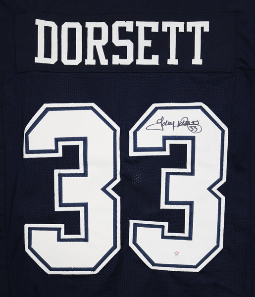 Tony Dorsett Autographed and Framed Blue Cowboys Jersey Auto Beckett COA