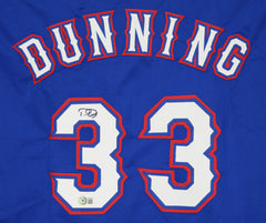Dane Dunning Texas Rangers Signed Autographed Blue #33 Custom Jersey Beckett Witness Certification