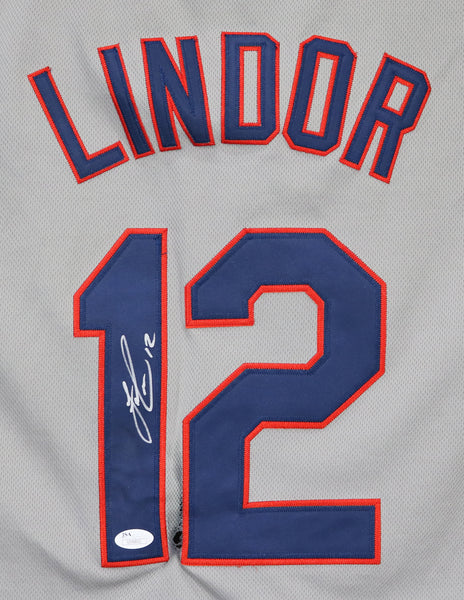 Francisco Lindor Autographed and Framed White Cleveland Indians Jersey