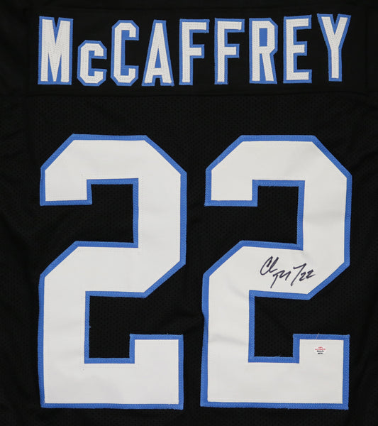 Christian McCaffrey Carolina Panthers Autographed Blue Custom Jersey –