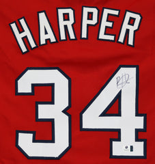 Bryce Harper Washington Nationals Signed Autographed Red #34 Custom Jersey Global COA