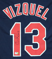 Omar Vizquel Cleveland Indians Signed Autographed Blue #13 Custom Jersey Witnessed Global COA Sticker Only