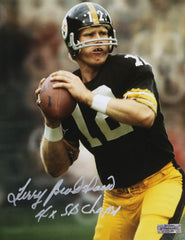 Terry Bradshaw Pittsburgh Steelers Signed Autographed 8" x 10" Passing Photo Heritage Authentication COA