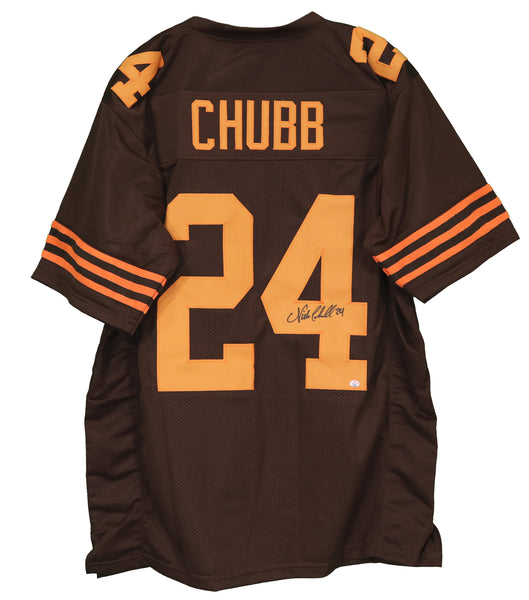 NICK CHUBB Unsigned Custom Cleveland Brown Sewn Football Jersey