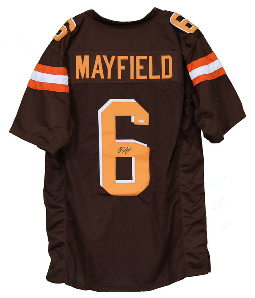 NEW CLEVELAND BROWNS BAKER MAYFIELD SIGNED AUTOGRAPHED BROWN FOOTBALL JERSEY  BAS