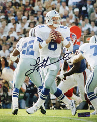 Troy Aikman Dallas Cowboys Signed Autographed 8" x 10" Passing Photo Heritage Authentication COA
