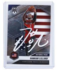 Damian Lillard Portland Trail Blazers Signed Autographed 2020-21 Panini Mosaic National Pride #246 Basketball Card PRO-Cert COA