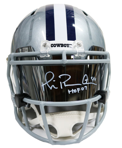 Michael Irvin Dallas Cowboys Signed Autographed Football Visor with Riddell Revolution Speed Full Size Replica Football Helmet Heritage Authentication COA