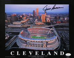 Jim Brown Cleveland Browns Signed Autographed 11" x 14" Stadium Photo Five Star Grading COA