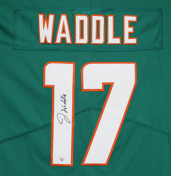 Jaylen Waddle Miami Dolphins Signed Autographed Aqua #17 Jersey –