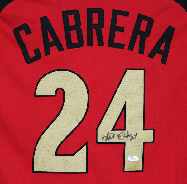 SOLD - Miguel Cabrera Signed with COA framed jersey - Sports