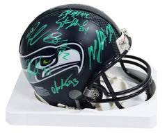 Seattle Seahawks 2013 Super Bowl Champions Autographed Signed Mini Helmet Authenticated Ink COA Wilson Lynch Sherman