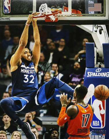 Karl-Anthony Towns Minnesota Timberwolves Signed Autographed 8" x 10" Dunking Photo Heritage Authentication COA