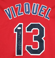 Omar Vizquel Cleveland Indians Signed Autographed Custom Red #13 Jersey JSA COA