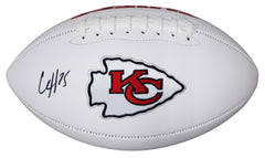 Clyde Edwards-Helaire Kansas City Chiefs Signed Autographed White Panel Logo Football Beckett Witness Certification