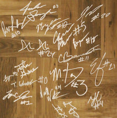 Akron Zips 2019-20 MAC Champions Team Signed Autographed Basketball Floorboard - Enrique Freeman