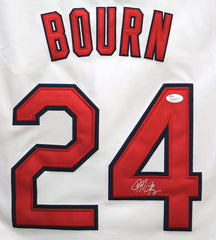 Michael Bourn Cleveland Indians Signed Autographed White #24 Jersey JSA COA