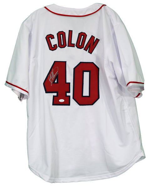 Bartolo Colon Signed Cleveland Indians White Home Jersey (JSA Witness –