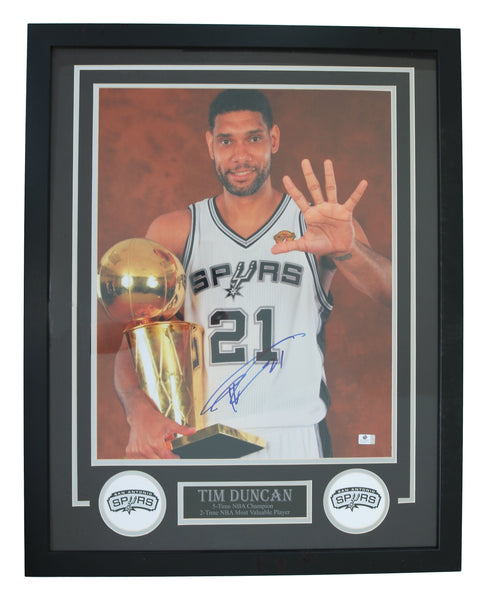 Autographed, professionally framed Tim Duncan Spurs Jersey for