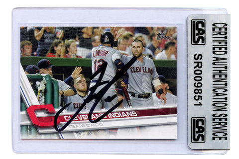 Francisco Lindor Cleveland Indians Signed Autographed 2017 Topps Team Card #122 Baseball Card CAS Certified